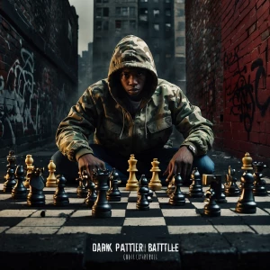 Design an album cover for a hip-hop track called "Dark Pattern B...
