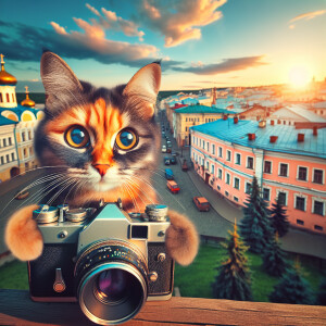 A curious cat in Kazan, capturing its adventures through a camer...