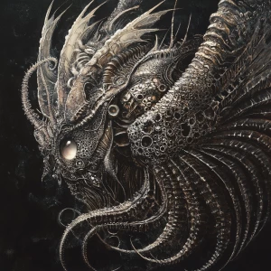 A grotesquely beautiful celestial creature, its form twisted and...