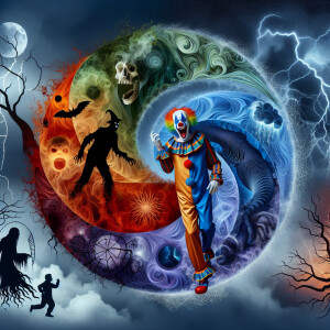 Create a captivating digital art piece with the Joker as the foc...