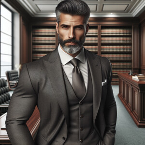 Create a detailed portrait of a muscular, gray bearded
Gray hair...