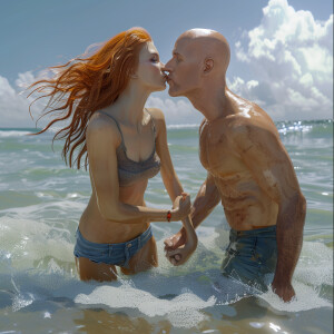 A photorealistic high resolution image. Light ginger haired fema...