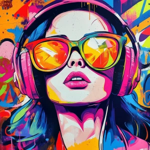 Urban music cover, grafitti, cheerful, urban style
