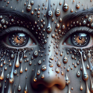 Create an image of a pair of eyes, with clocks inside the pupils...