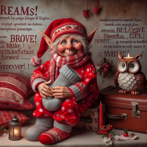 a plump old 60 year old woman with elf ears and a bulbous nose,...