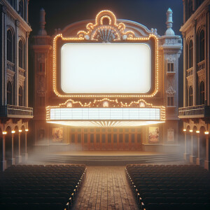 Blank marquee sign above theatre