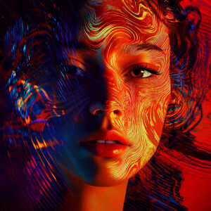 Create an ultra-realistic digital portrait of a female, position...