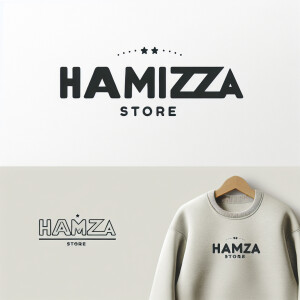 Create a realistic logo with the text "HAMZA STORE" and a pictur...