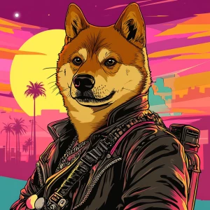 MEME DOGE in GTA art style, , in the style of a Grand Theft Aut...