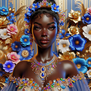 Enhance the previously created 3-D image of a light-skinned Afri...