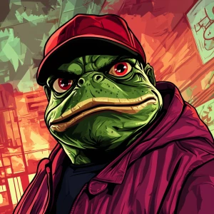MEME PEPE in GTA art style — Leader of a gang — in the style of...