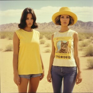 Faded color photograph from the late sixties of two naturally go...