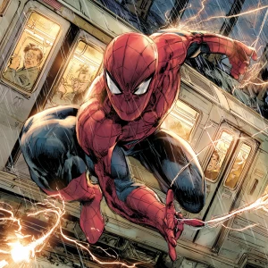 Highly detailed, realistic comic book style illustration of Spid...