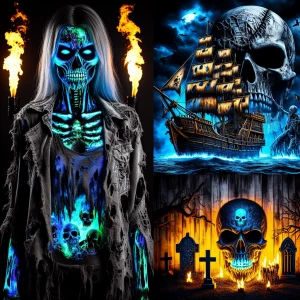 diabolical uv reactive zombie with a conjuring demon effect wear...