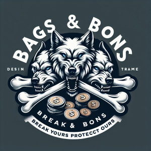 very detailed logo showing vicious three headed wolf eating a la...