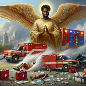 Create a realistic 3D oil painting depicting a scene of emergenc...