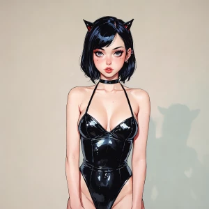 A stunning 24 year-old anime female naturist, in full goth makeu...