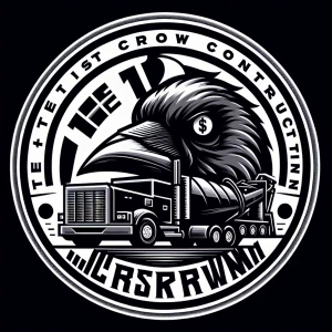 Circular logo cement truck with  black, intigrate the words 'The...