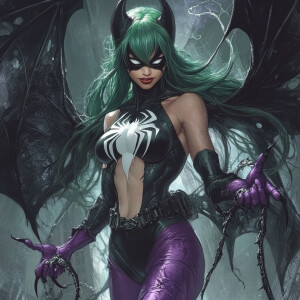 Generate an image depicting Morrigan Aensland from Darkstalkers,...