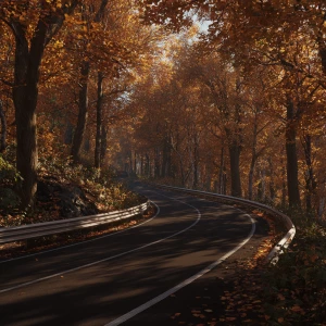 8K ultra photorealistic vertical 9:16 scene of a winding road cu...