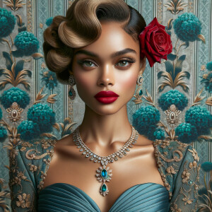 An elegant portrait of a light-skinned African-American Hawaiian...