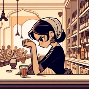 Bartender behind the bar shaking is head as no not another no ti...