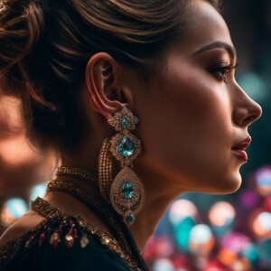 Create a close-up image of a refined woman's profile featuring h...