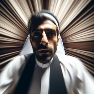 Pastors head turns to camera as it zooms in
