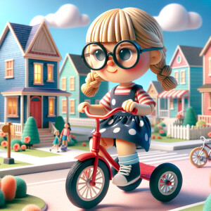 girl driving a tricycle