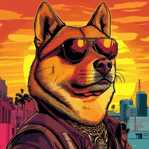 MEME DOGE in GTA art style, , in the style of a Grand Theft Aut...