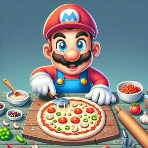 Creame a super Mario haciendo pitzza