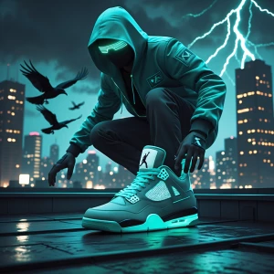'The Signal Hacker' — a cyberpunk rebel in a hooded nano-fiber j...