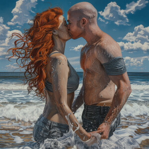 A photorealistic high resolution image. Light ginger haired fema...