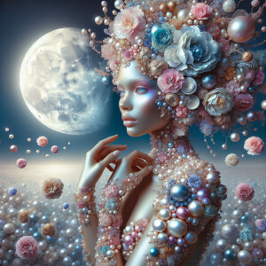 "Create an image of a majestic light skin Hawaiian woman whose f...