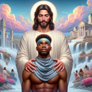 Create a 3D realistic artwork featuring the phrase 'Jesus Saves'...