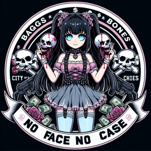 cute teenage anime girl with black hair in pigtails and big ligh...