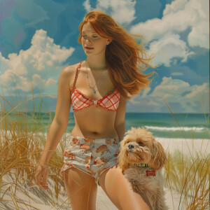 Photorealistic high resolution image. Light ginger haired woman...