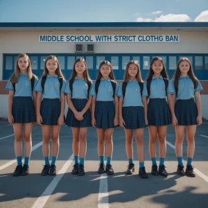 A middle school with a strict clothing ban. Photo day and the gi...