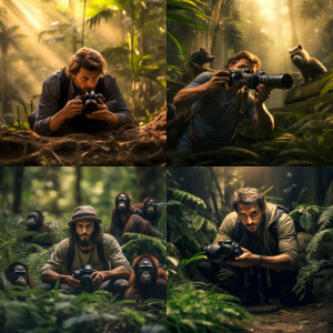 photographer in jungle wildlife photography 4k. ar 16:9