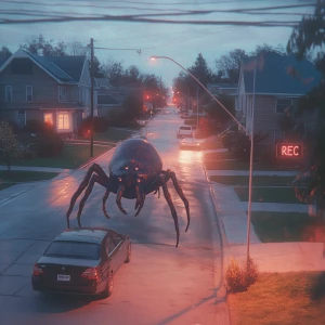 Create an image from a high-angle, resembling a CCTV camera feed...