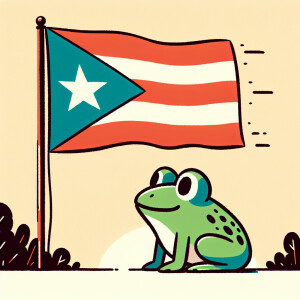Puerto Rican flag and frog