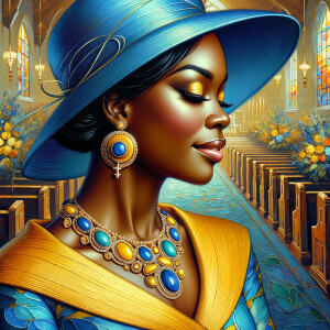 A spiritually enriching illustration portrays an African America...