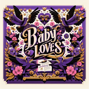 Create a design featuring the phrase "(baby loves)" in calligrap...