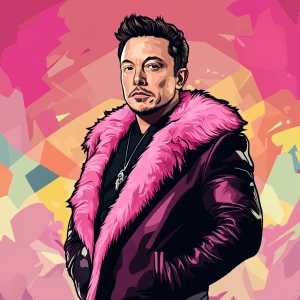 Elon Musk in GTA art style — Pink fur coat — in the style of a G...