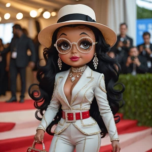 Black American Betty Boop with dark hazelnut skin, and long wavy...
