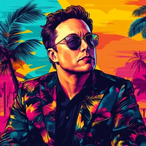 Elon Musk in GTA art style — BIEGNIJ Z bongiem do weedu — in the...