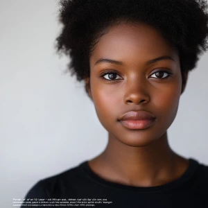 "Portrait of an 18-year-old African American woman with a clean...