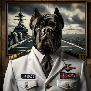 A mean, and bad cane Corso, as a United States, Navy officer in...