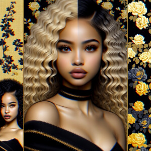 Create a vertical 3-D portrait of a light-skinned African-Americ...