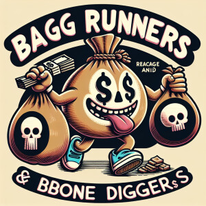 Design a outta this world logo featuring a cartoon character of...